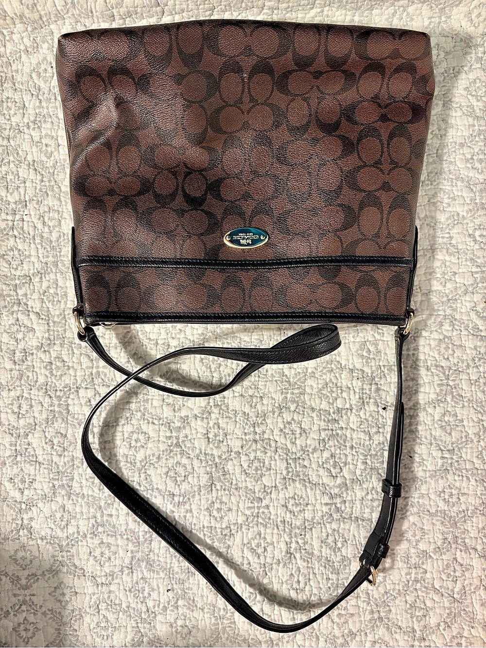 Coach Signature File Bag F58297 Brown & Black